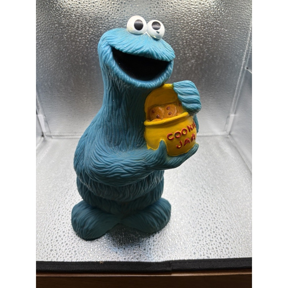 Vintage Illco Sesame Street Cookie Monster Coin Bank Complete w/Stopper 9" Tall